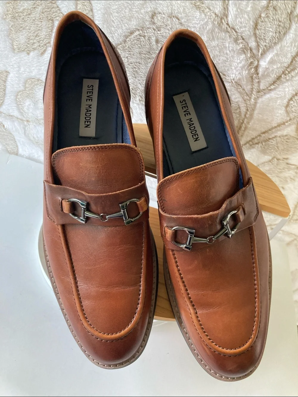 Steve Madden Tan/Brown Leather Slip-On Penny Loafers